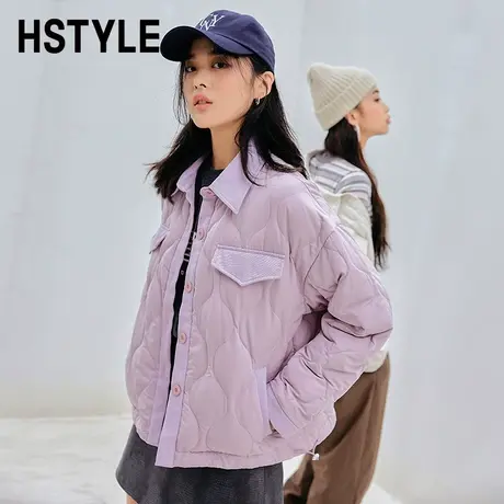 韩都衣舍冬装小个子棉袄日系短款衬衫式轻薄羽绒服OM81792商品大图