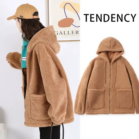 真维斯LIFE泰迪色羊羔绒外套女秋冬新款2022爆款高级感小个子上衣商品大图