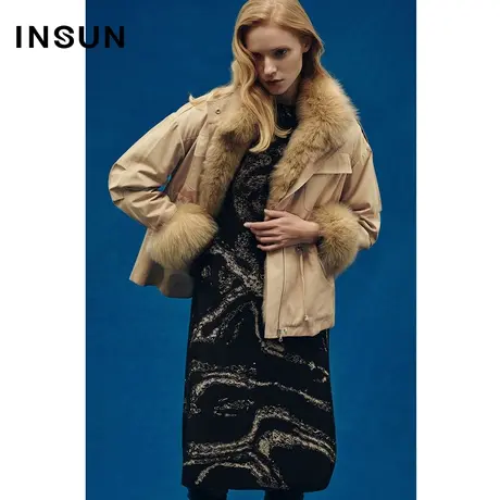 COVER冬季两件套狐狸毛点缀轻奢皮草外套商品大图