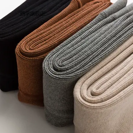 加绒打底裤女外穿脚蹬纯棉秋冬螺纹加厚保暖连袜竖条纹微压踩脚裤商品大图