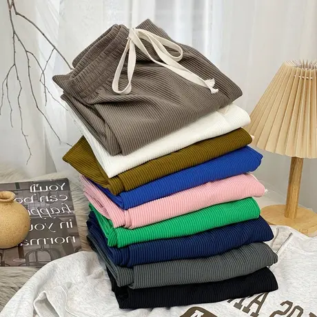 垂感冰丝阔腿裤女春秋薄款白色高腰宽松小个子休闲直筒拖地裤夏季商品大图