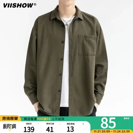 VIISHOW衬衫男士春秋季痞帅休闲男上衣宽松外套潮牌日系长袖衬衣图片
