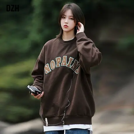 情侣套头重磅卫衣男美式春秋潮牌无帽长袖上衣宽松男装2023年新款图片