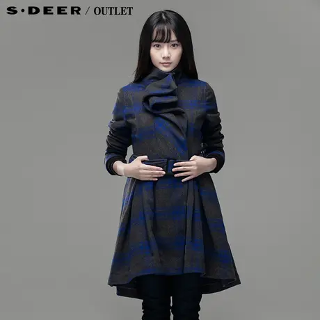 【新品】sdeer圣迪奥专柜正品女欧美大牌设计感修身呢大衣3481885图片