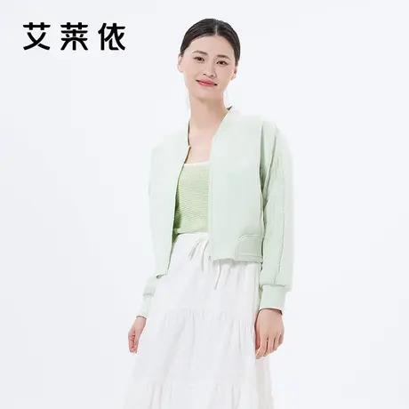 艾莱依轻薄羽绒服女春季新款V领设计感拼接短款休闲鹅绒夹克外套图片