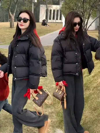 新款女装黑色短款羽绒服女小个子加厚宽松韩版时尚暖外套ins冬季图片