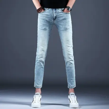 2024新款夏季薄款九分牛仔裤子男款浅色弹力百搭高端潮牌休闲男裤商品大图