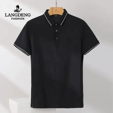 浪登翻领短袖T恤2023夏季商务休闲百搭纯棉透气凉感保罗Polo衫男商品大图