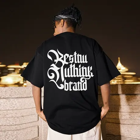 美式潮流oversize t恤男潮牌字母短袖大码宽松情侣半袖上衣夏季潮商品大图