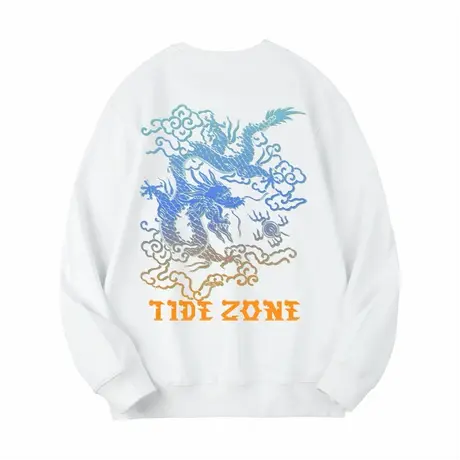 Ohlyah国风本命龙年字母卫衣男2024新款圆领休闲白色套头衫外套男商品大图