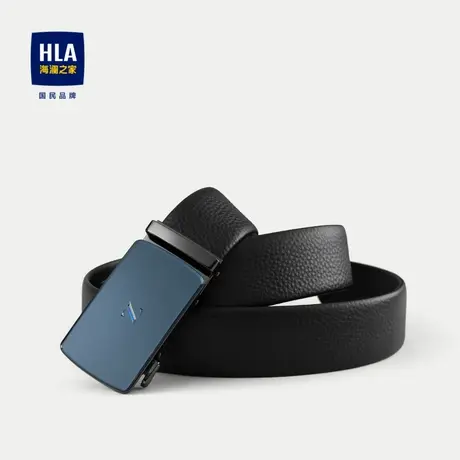 HLA/海澜之家牛皮皮带2024新款压花花纹自动扣低调商务腰带男商品大图