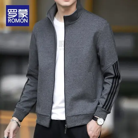 罗蒙男士秋冬款开衫卫衣男冬季2023新款立领运动休闲外套男款上衣商品大图