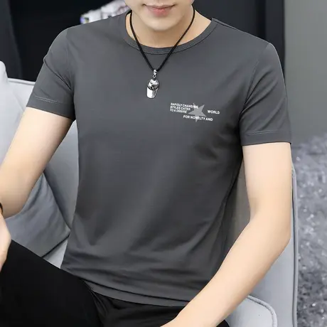 莫代尔冰丝t恤男短袖潮牌潮流冰感上衣服夏季男装圆领半袖体恤衫商品大图