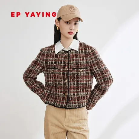EP YAYING雅莹女装 肌理感美利奴羊毛花呢外套 2023秋冬新款1246A商品大图