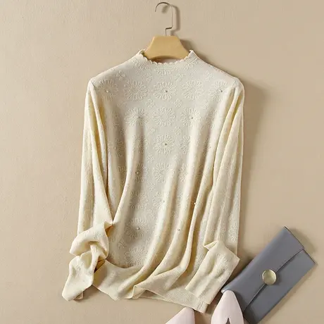 半高领毛衣女宽松套头打底衫秋装2023年新款内搭爆款洋气针织衫女商品大图