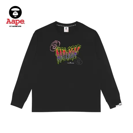 Aape旗舰店男装秋冬电竞图案字母印花宽松薄款长袖T恤1012XXJ商品大图
