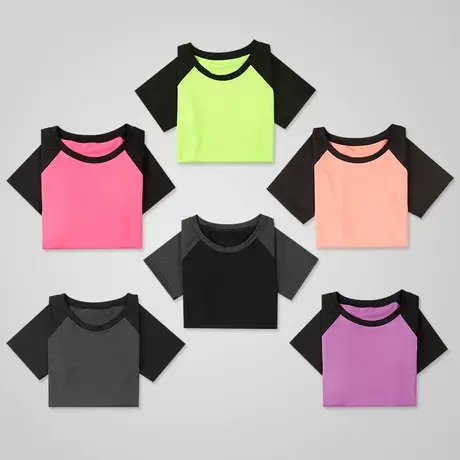 夏季休闲打底衫女冬拼接T恤百搭衣服韩版学生内搭短袖上衣运动风图片