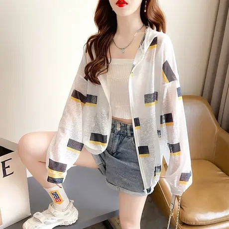 户外骑车防晒衣女夏季韩版宽松外穿透气冰丝薄款防晒服开衫外套潮图片