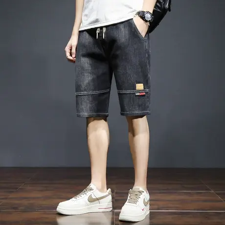 夏季男士短裤五分裤中裤马裤牛仔宽松工装潮牌潮流薄款透气黑弹力商品大图