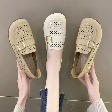 平底鞋子女2023年夏季新款气质百搭女鞋镂空透气凉鞋洞洞鞋单鞋女商品大图
