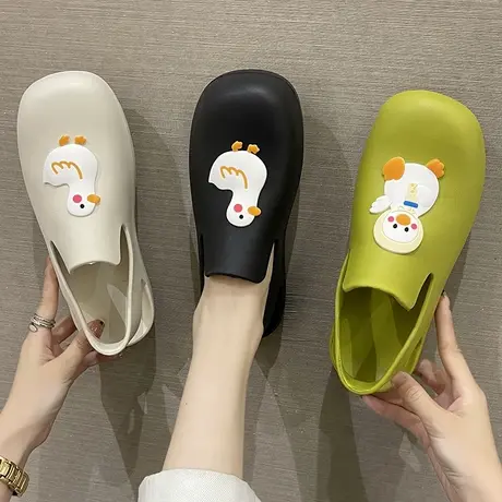防水鞋女春秋新款外穿卡通可爱鸭子厚底防滑包头凉鞋时尚休闲雨鞋商品大图