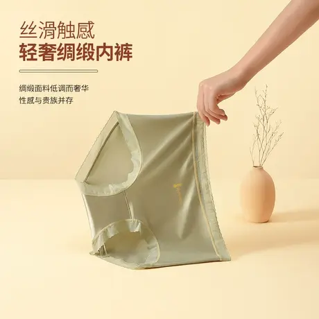 丝滑触感亲肤女士内裤透气柔软精致紫杉醇抑菌轻奢绸缎中腰内裤商品大图