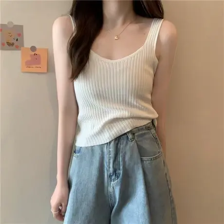 短款背心女2024年夏季韩版新款设计感小众针织内搭吊带百搭打底衫图片
