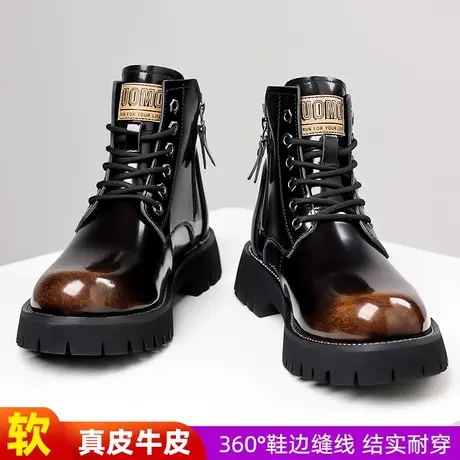 真皮马丁靴男高帮英伦ins中帮潮鞋工装靴网红秋冬季加绒保暖棉靴商品大图