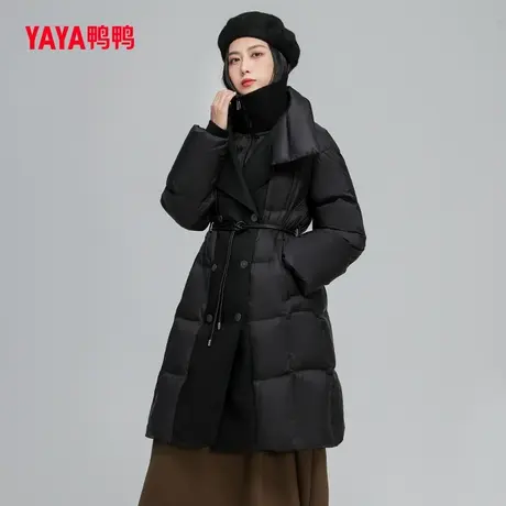 鸭鸭羽绒服女2023年冬季新款中长款翻领时尚百搭保暖外套Y图片