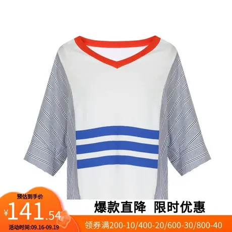 【艾格】2023春季新款女装简约百搭针织慵懒风休闲宽松V领上衣商品大图