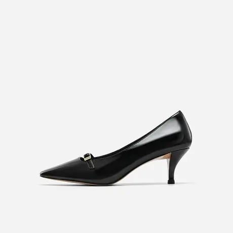 Nine West/玖熙2023年冬季新款高跟鞋女小方头漆皮细跟单鞋女优雅图片