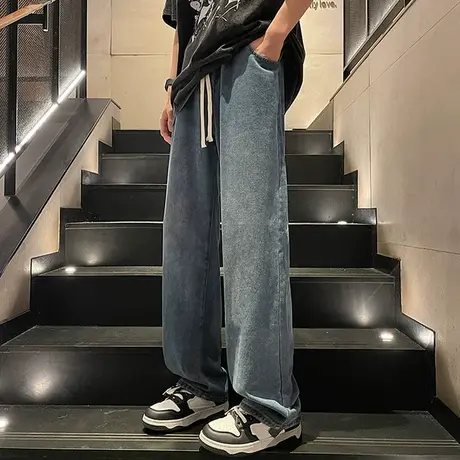 复古牛仔裤男款夏季薄款美式宽松直筒阔腿裤男生潮牌高街休闲裤子商品大图