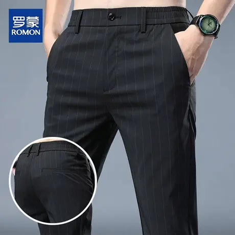 罗蒙夏季男士休闲裤子韩版九分裤男修身西裤小脚裤条纹9分裤薄款商品大图