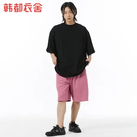 韩都衣舍百搭宽松短裤2024春季新款字母印花休闲五分裤NZZ0846图片