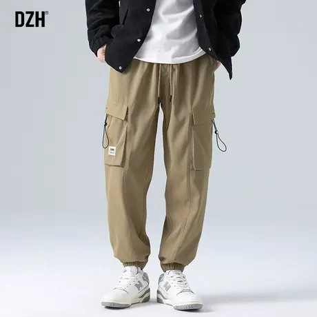 男士卡其色美式机能工装裤男宽松束脚2023新款休闲裤秋季裤子男款商品大图