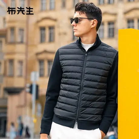 MrBu布先生针织羽绒拼接外套春立体标双拉链鹅绒外套BT16976图片