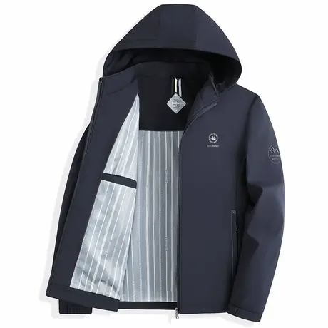 夹克男士可脱卸连帽秋冬装商务休闲上衣中青年冲锋衣宽松爸爸外套商品大图
