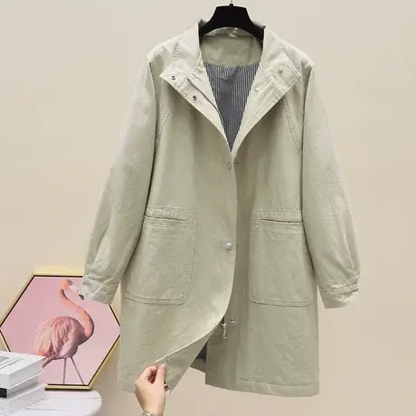 春季韩版宽松BF休闲立领薄款外套潮复古风衣女装夹克衫工装风衣薄图片