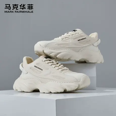 马克华菲男鞋夏季2025新款增高休闲运动鞋子男白色透气男士老爹鞋图片