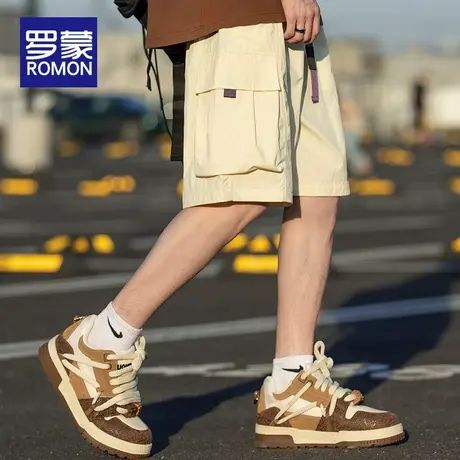 罗蒙工装短裤男潮流纯色裤子男夏季美式男生休闲裤潮牌速干五分裤商品大图