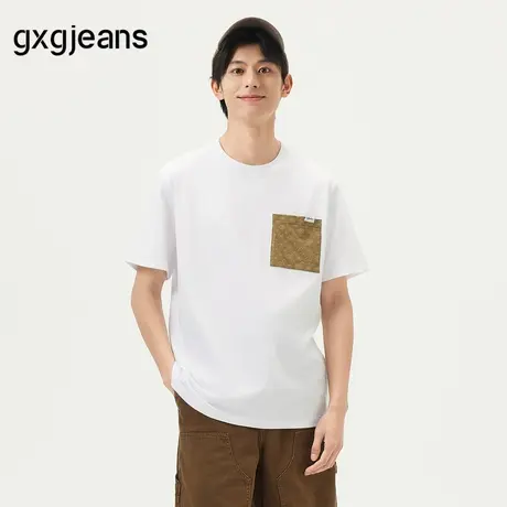 gxg.jeans男装  白色口袋设计宽松休闲圆领短袖T恤男 25年夏新品图片