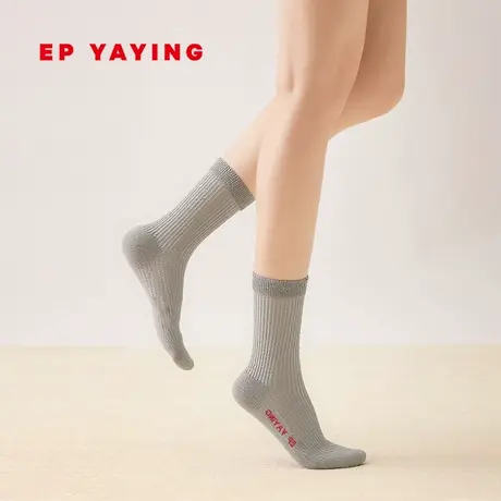 EP YAYING雅莹饰品 薄款纯色3双装中筒竖条纹堆堆袜 25新品ZU06A商品大图