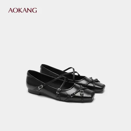 奥康 女鞋2025秋季新款芭蕾舞鞋玛丽珍鞋方头晚晚鞋门店发货图片