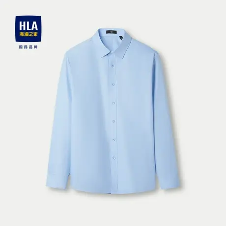 【加绒】HLA/海澜之家抗静电长袖衬衫23秋冬新暖绒加厚蓝色衬衣男商品大图