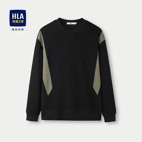 HLA/海澜之家肌理卫衣2025春秋款圆领撞色拼接舒适微弹时尚长袖男图片