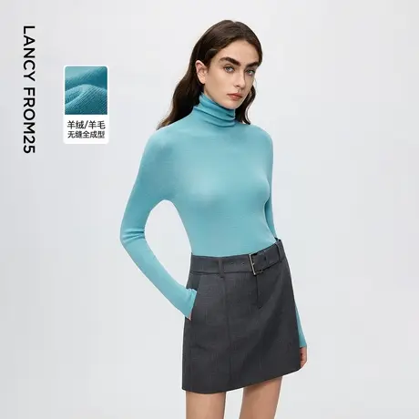 朗姿百搭纯色高领针织衫女羊毛上衣长袖修身打底衫2025年冬季新款商品大图