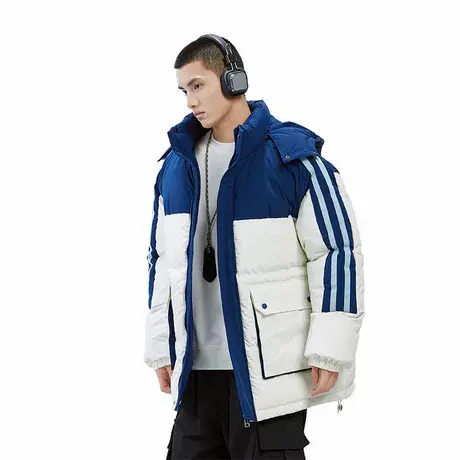美式潮牌条杆棉衣服高街复古男士冬季加厚保暖情侣款立领宽松外套图片