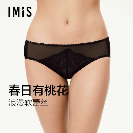爱美丽春日桃花配套内裤女性感蕾丝中腰3A抗菌不夹臀三角裤透气薄商品大图