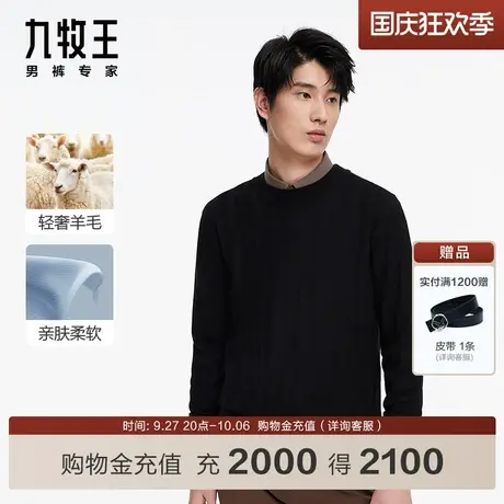 [羊毛系列]九牧王商场同款男装保暖毛衫JY1C51017简约舒适毛衣SN商品大图
