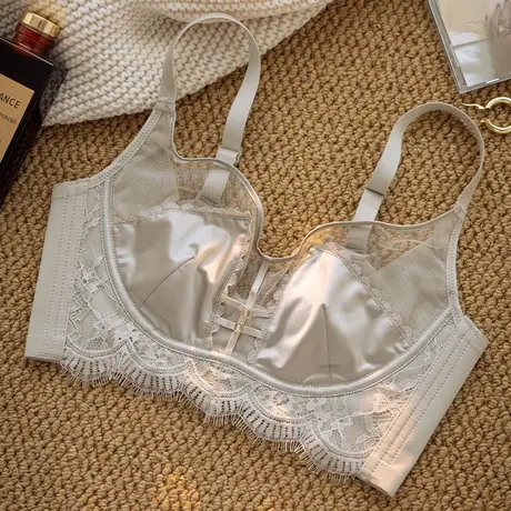 胸罩女性感蕾丝超薄聚拢收副乳上托防下垂内衣套装防凸点文胸火辣商品大图